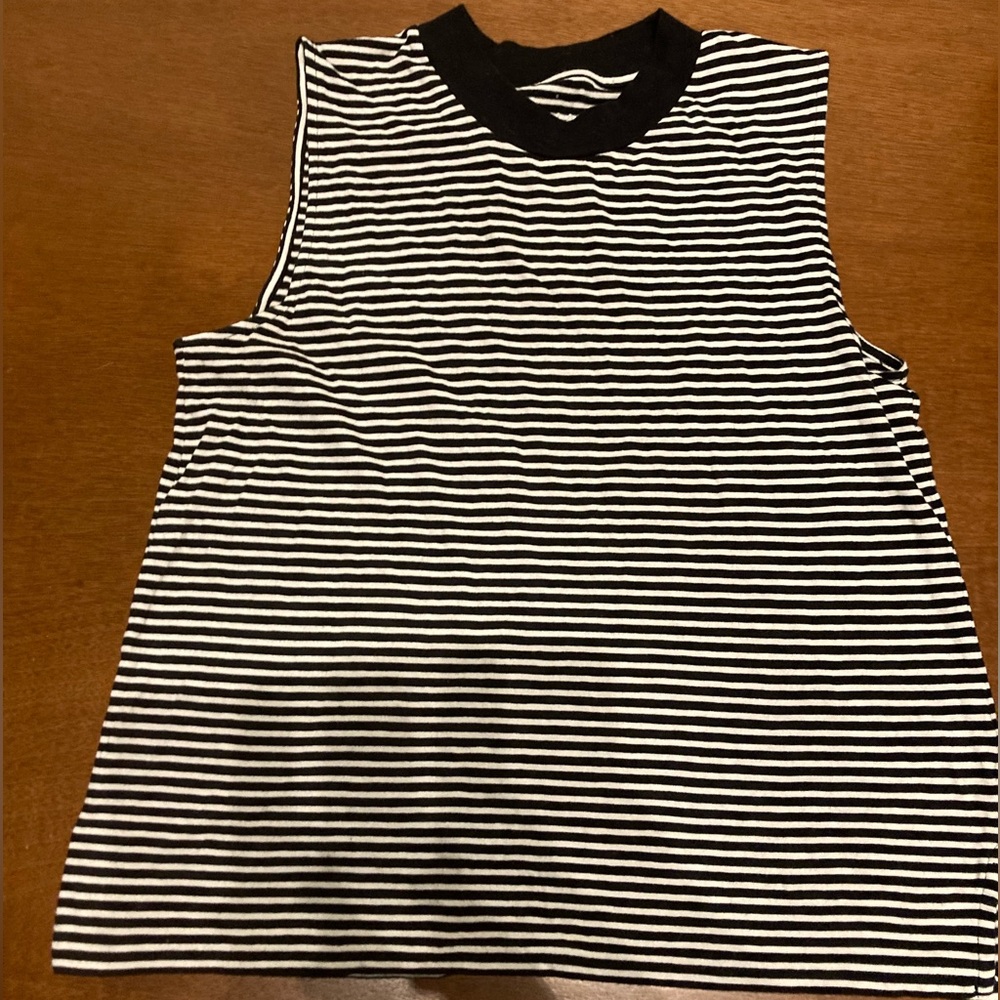 Everlane Black and White Striped Muscle Tank